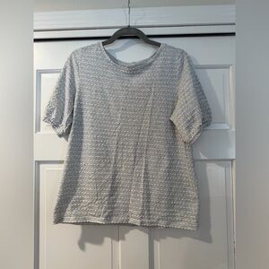 LOFT Gray/white Dot Bubble Sleeve T-Shirt - Size Small